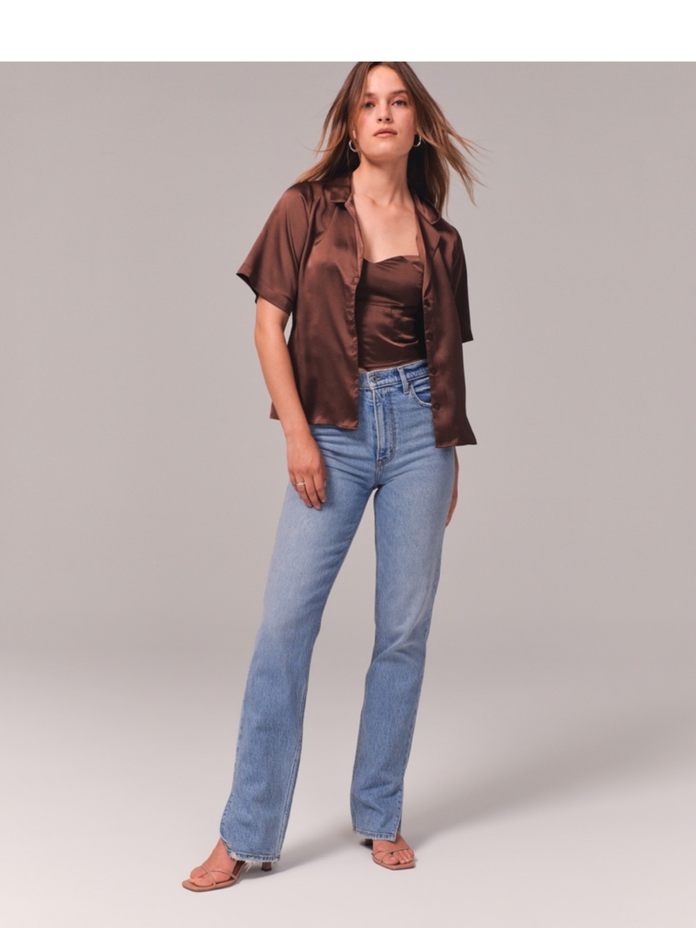 Abercrombie & Fitch Light Blue Straight-Leg Jeans Curve Love